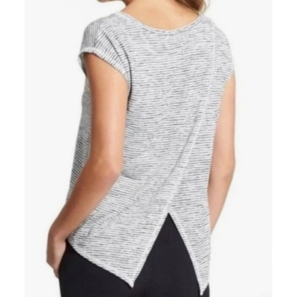 Athleta striped breezy flyaway back cap sleeve knit t shirt - Picture 2 of 9